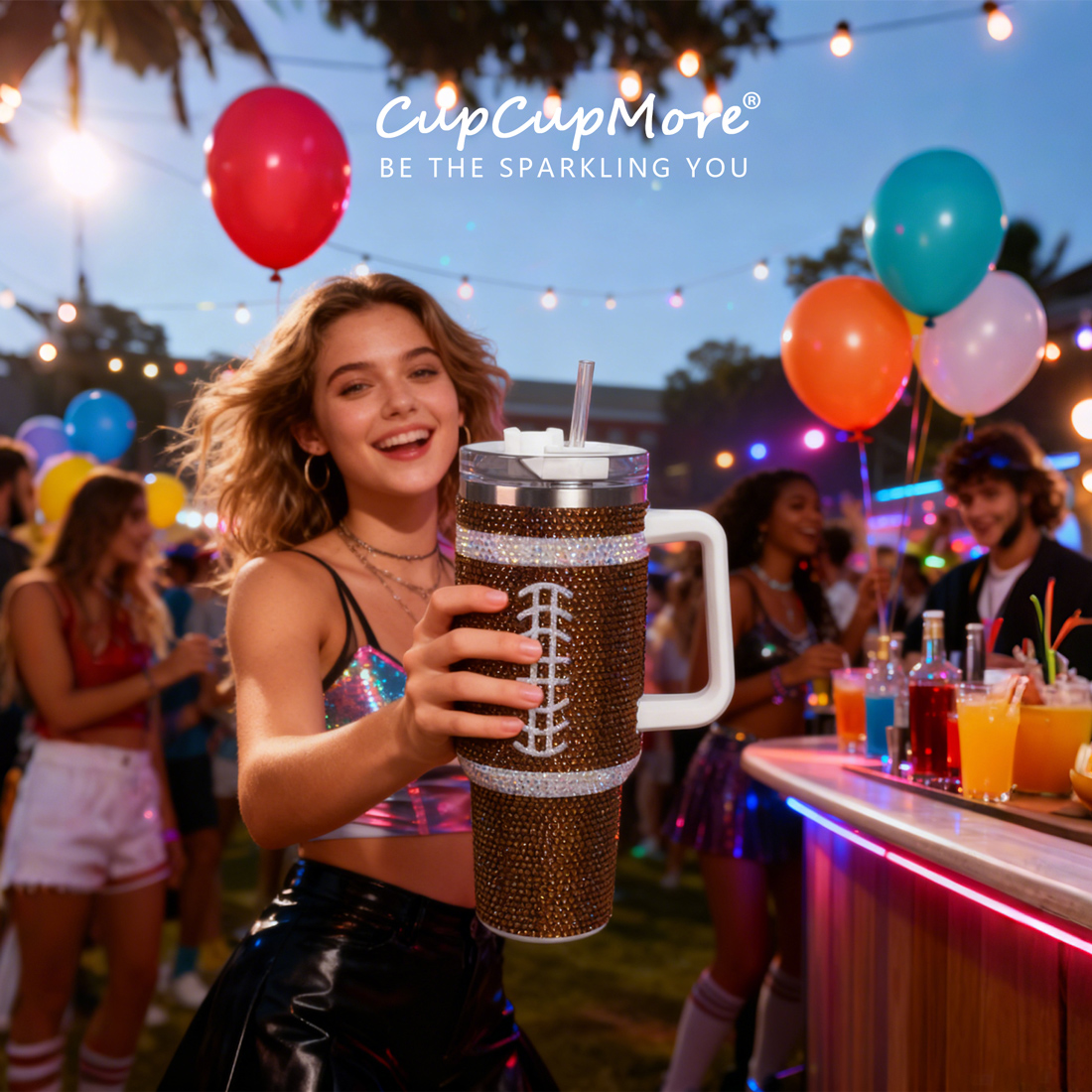 40 oz Football Bling Tumbler - Image 10