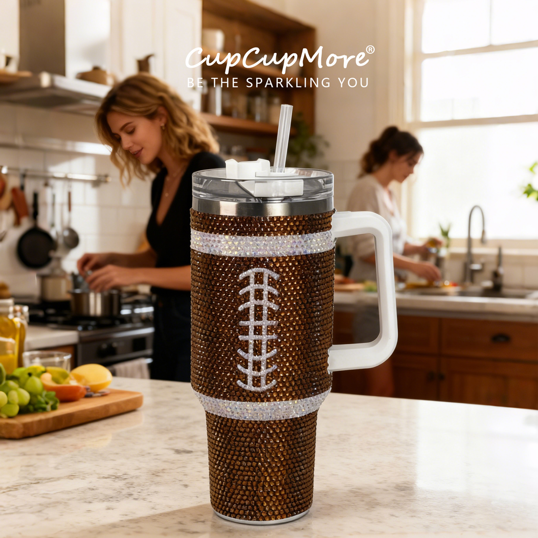 40 oz Football Bling Tumbler - Image 5