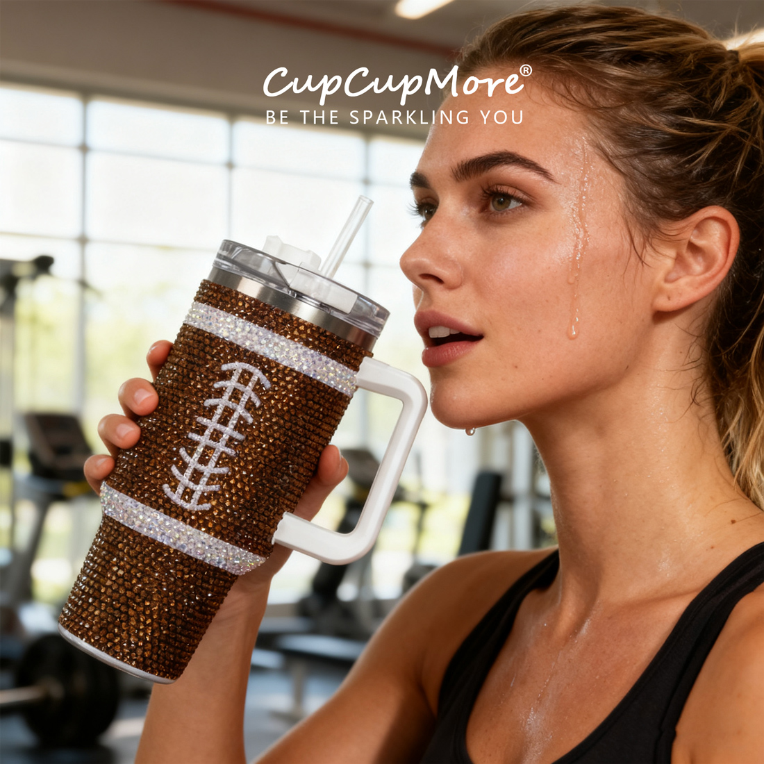 40 oz Football Bling Tumbler - Image 6