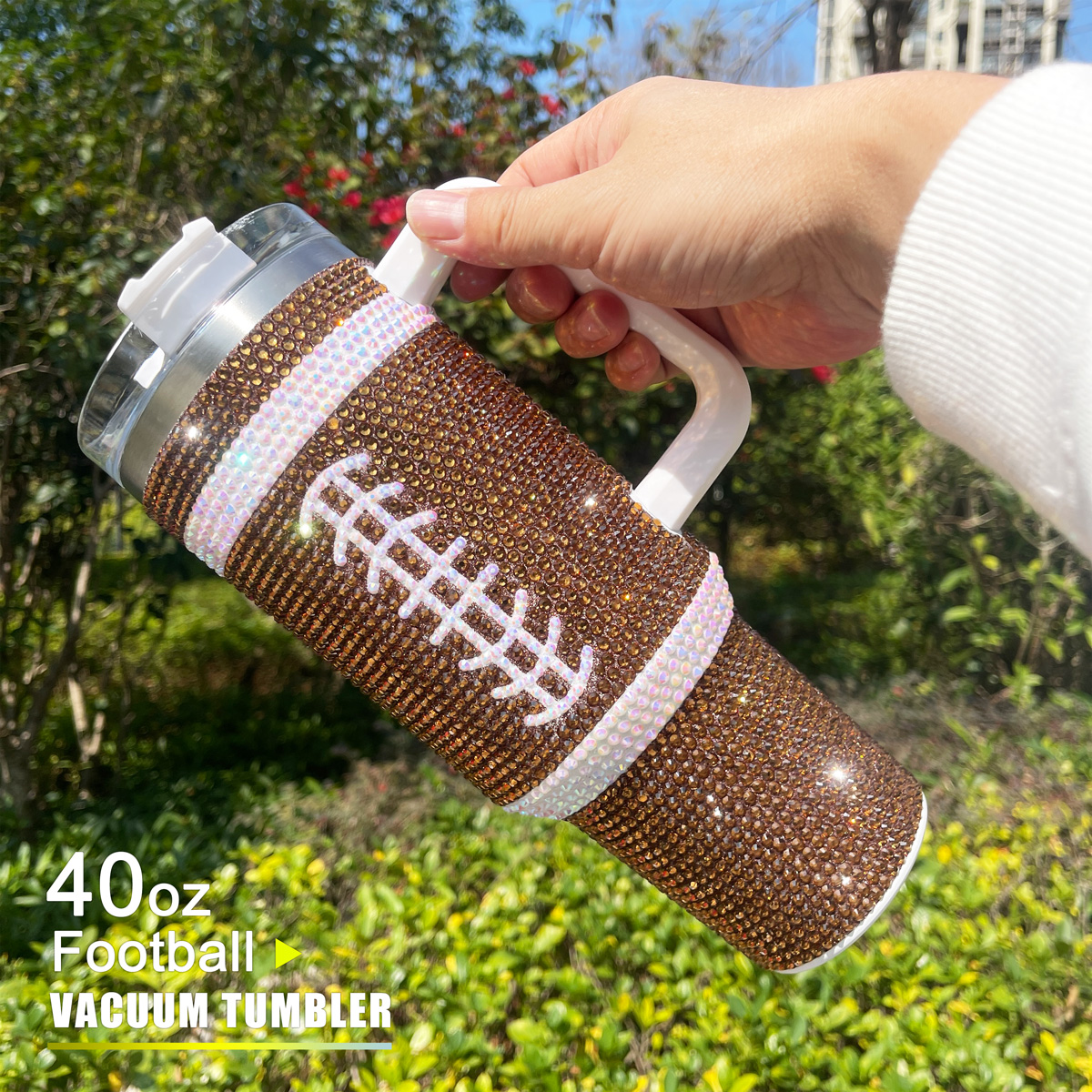 40 oz Football Bling Tumbler - Image 4