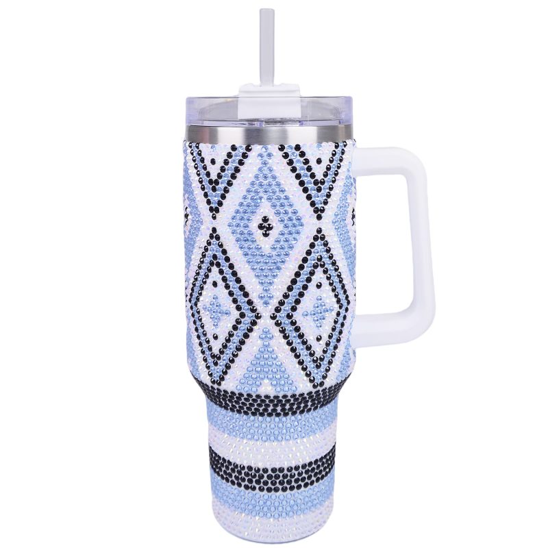 40 oz Blue Diamond Bling Tumbler