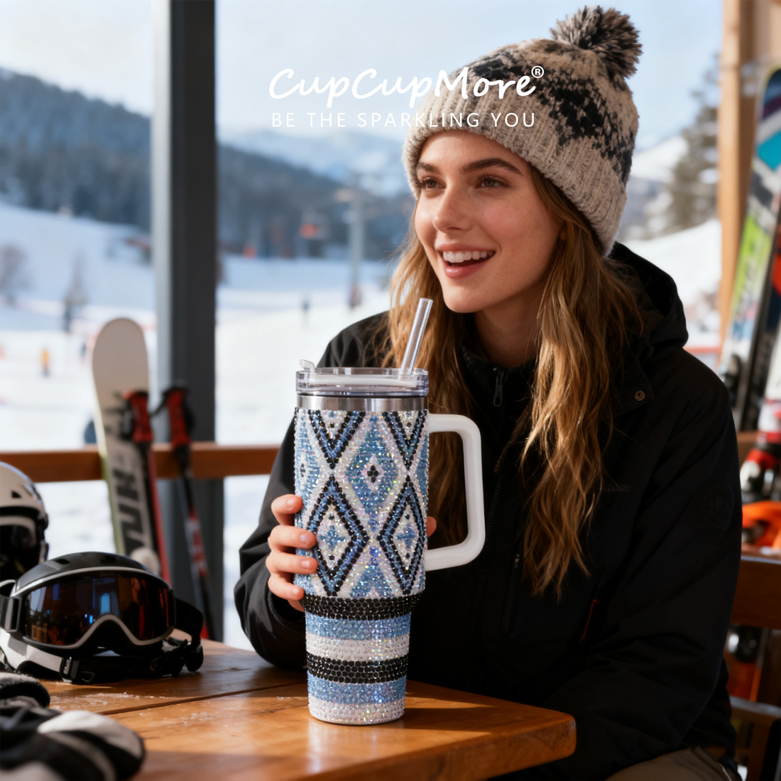 40 oz Blue Diamond Bling Tumbler - Image 9