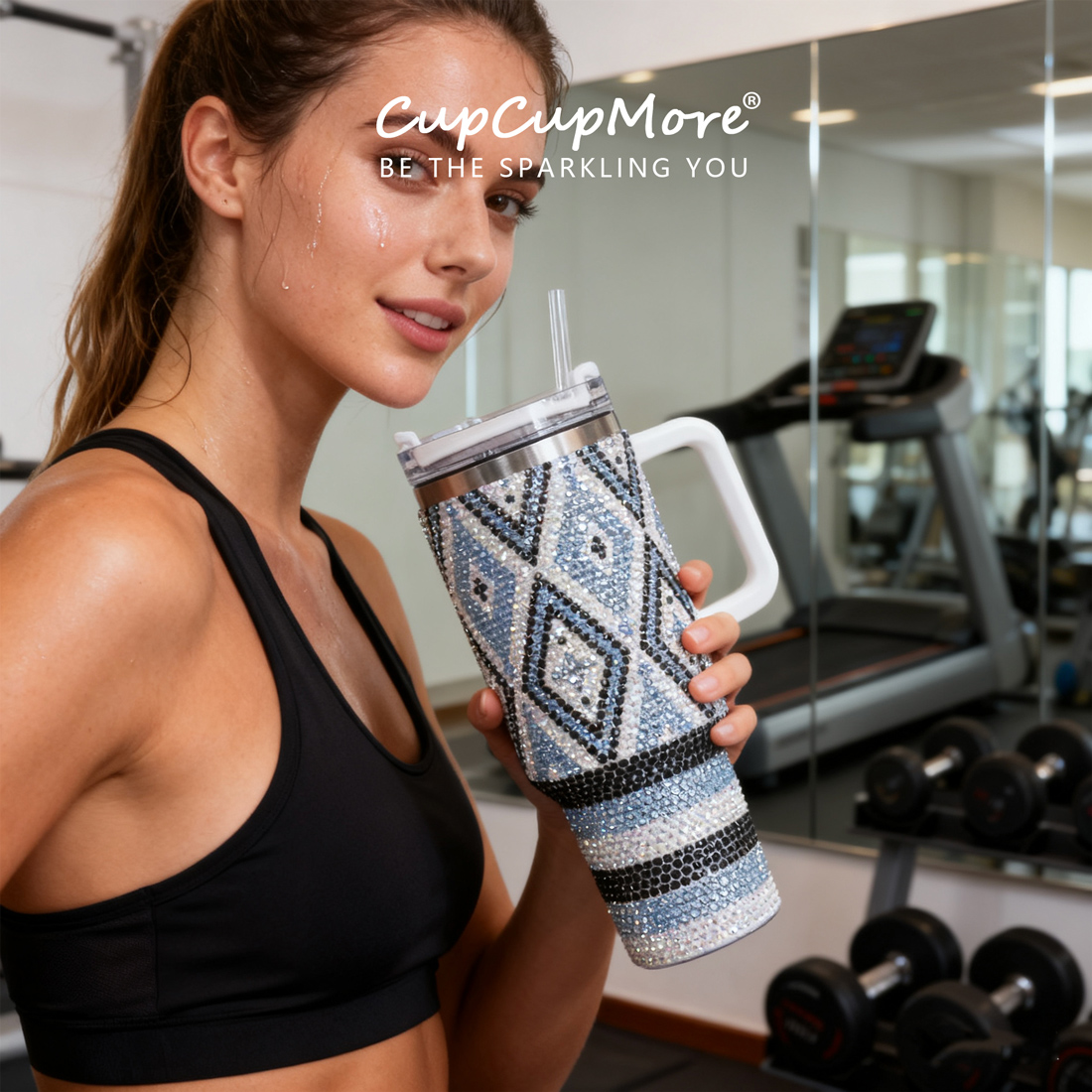 40 oz Blue Diamond Bling Tumbler - Image 10