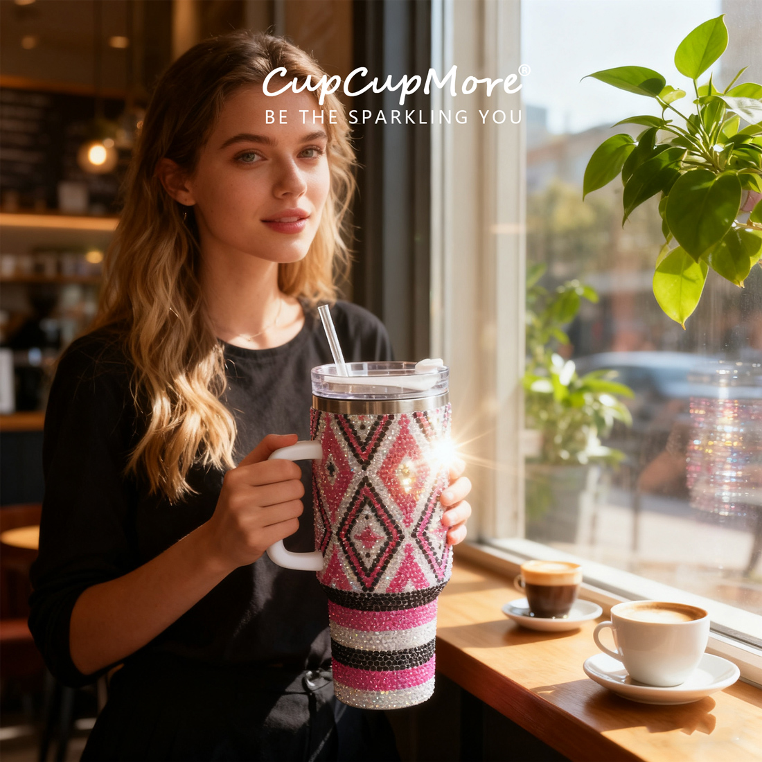 40 oz Pink Diamond Bling Tumbler - Image 5