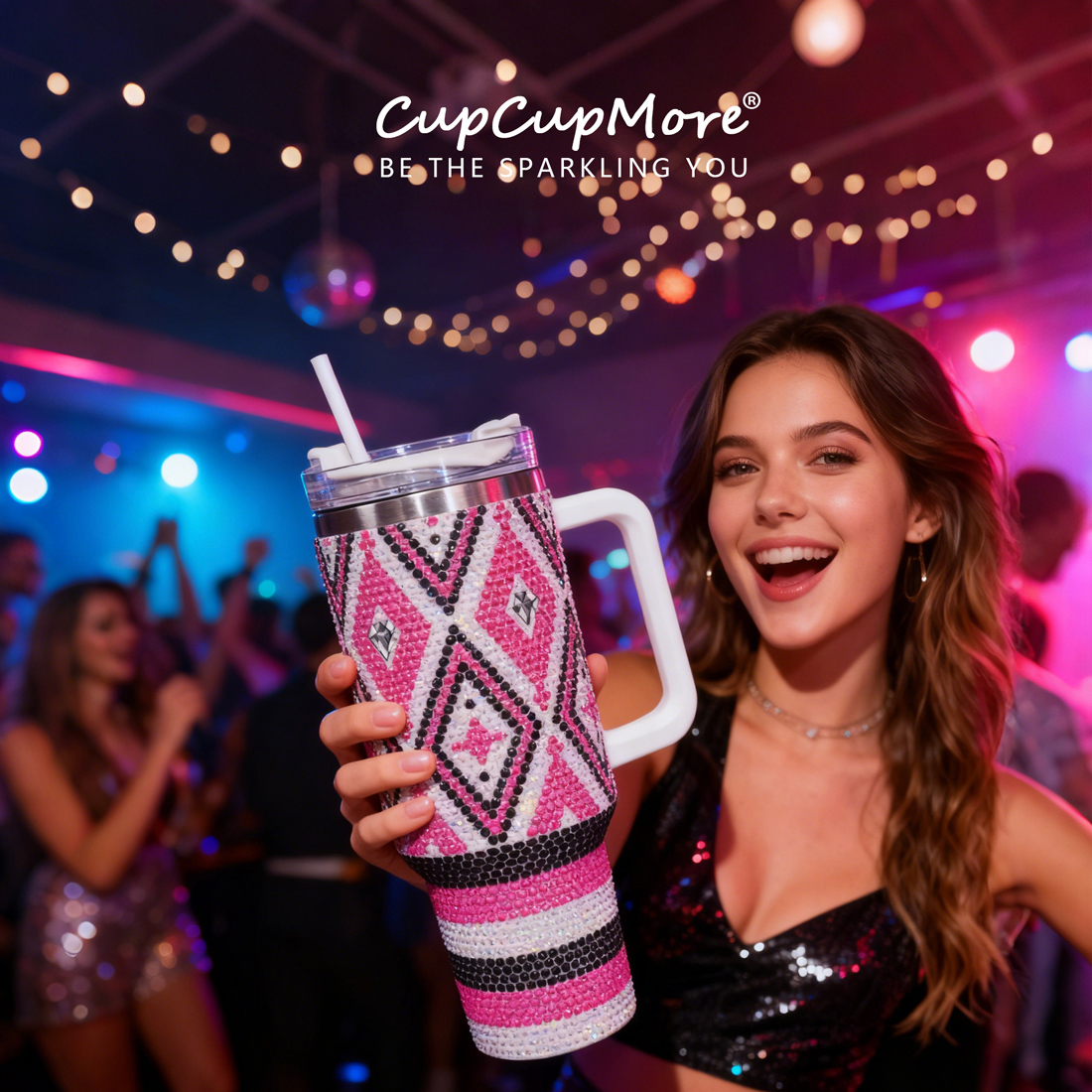 40 oz Pink Diamond Bling Tumbler - Image 4