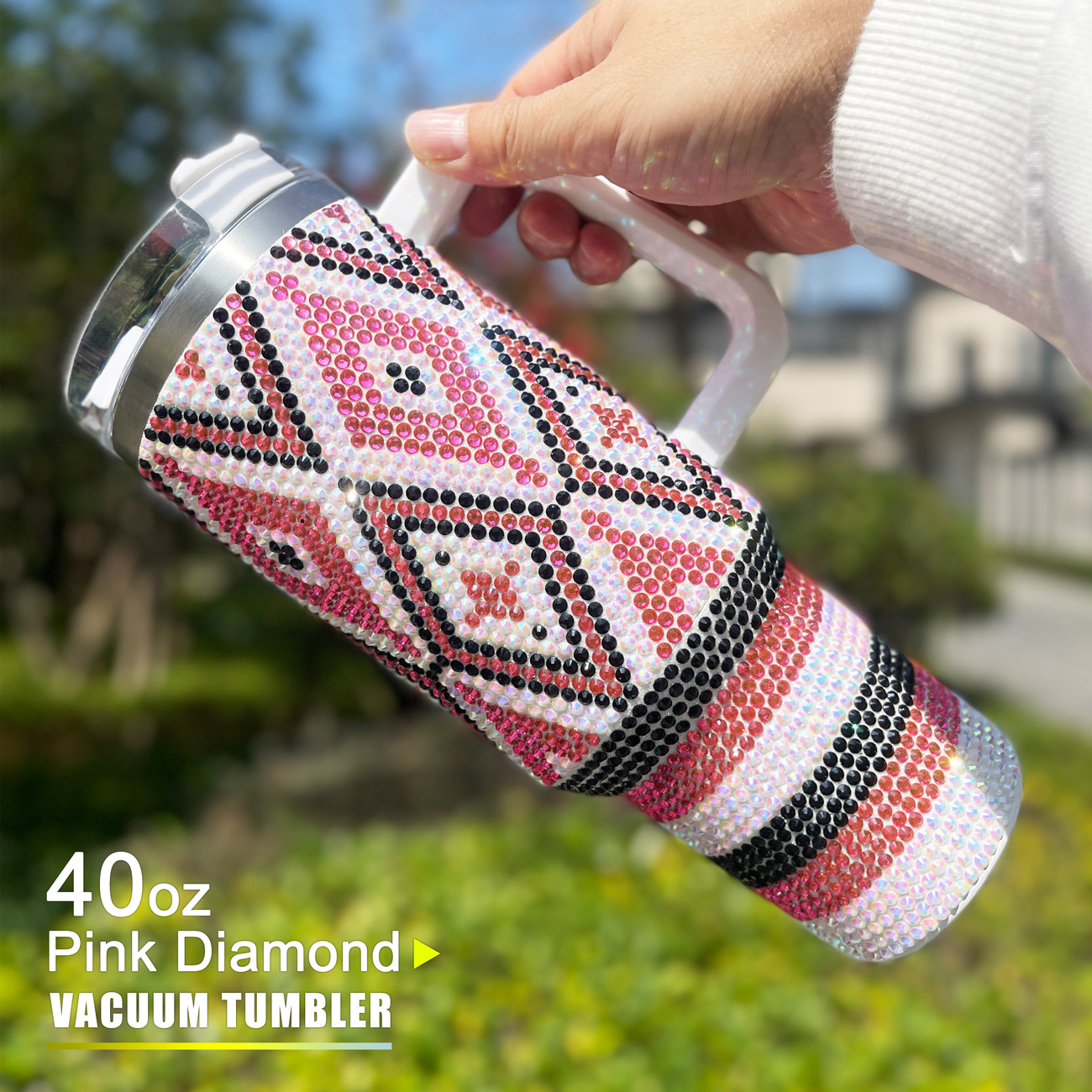 40 oz Pink Diamond Bling Tumbler - Image 9