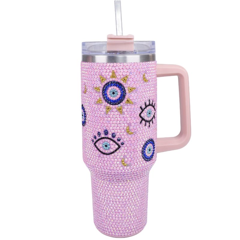 40 oz Pink Evil Eye Bling Tumbler