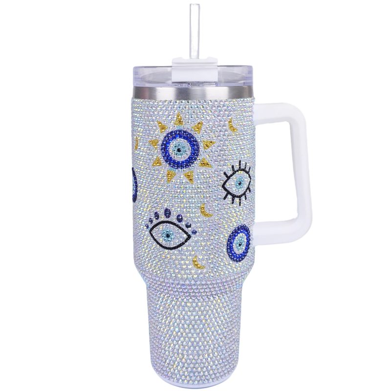40 oz Mermaid Evil Eye Bling Tumbler