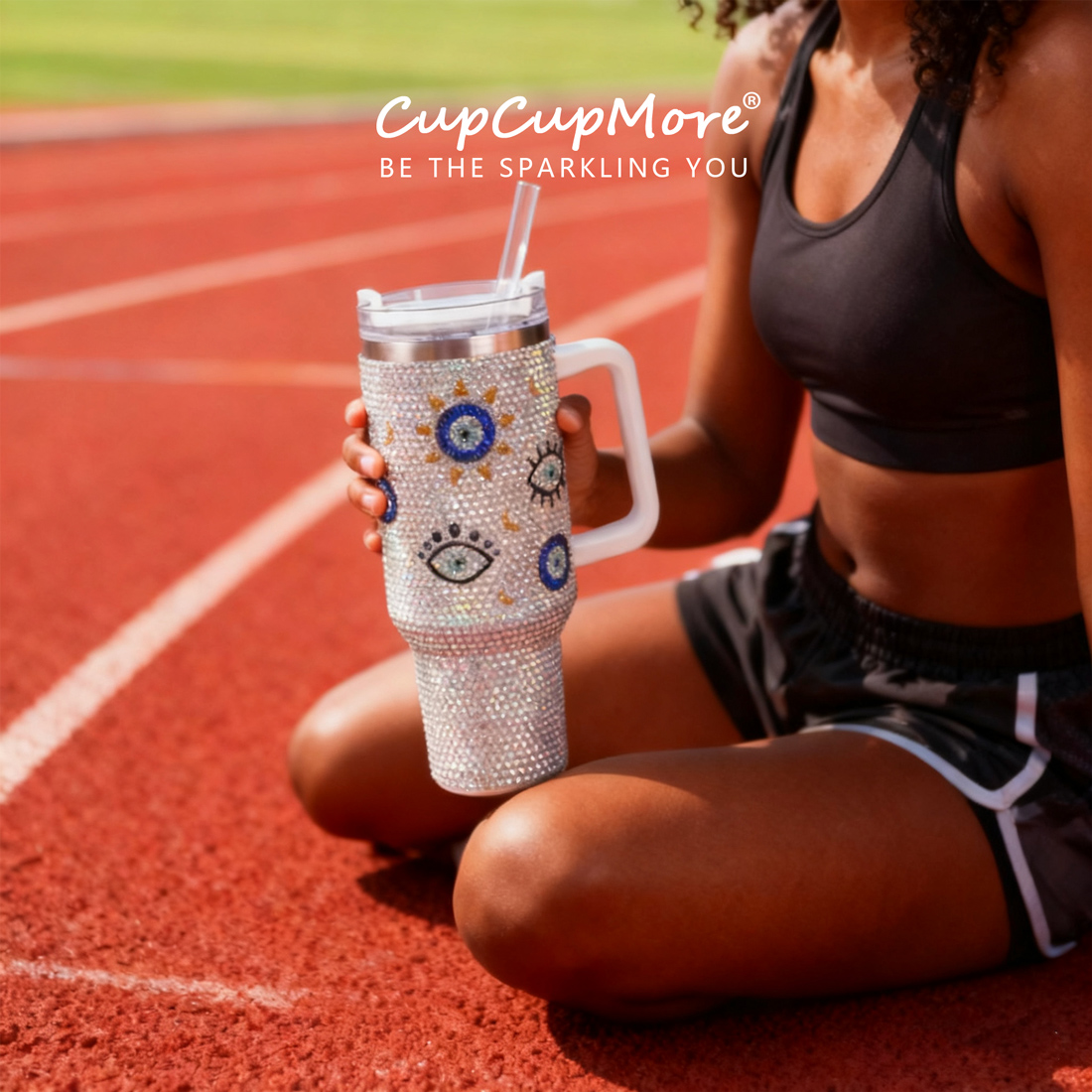 40 oz Mermaid Evil Eye Bling Tumbler - Image 11