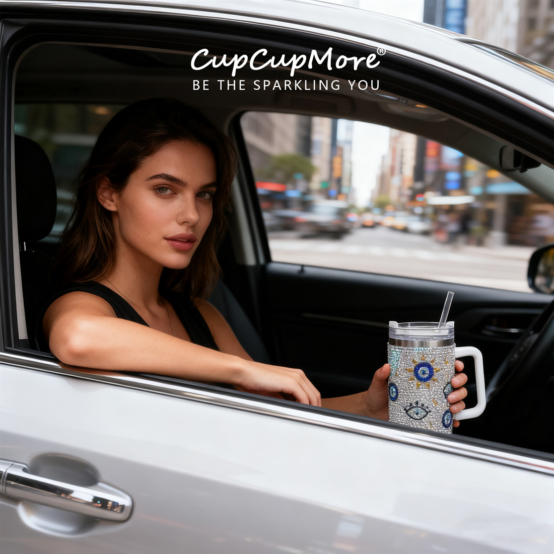 40 oz Mermaid Evil Eye Bling Tumbler - Image 12