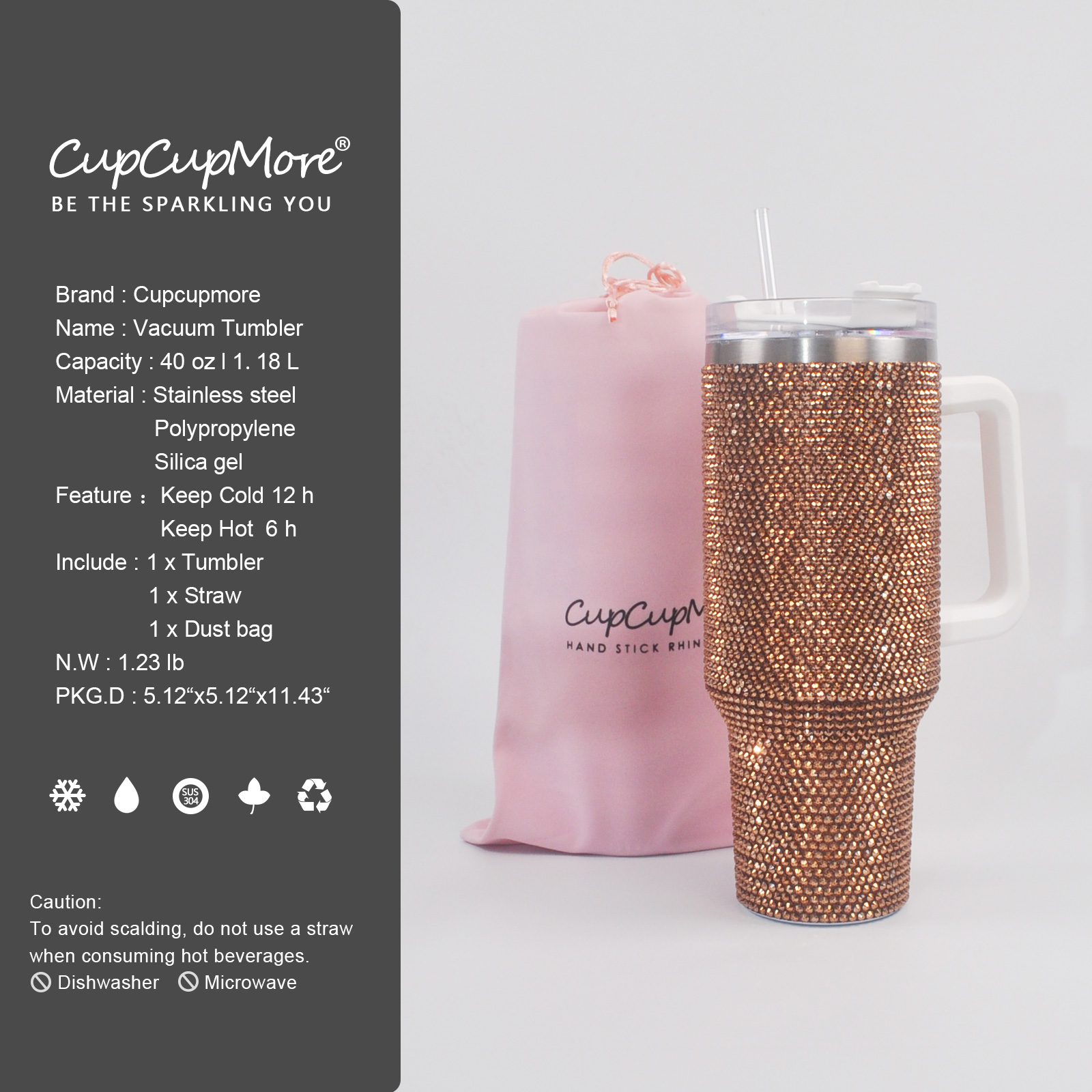 40 oz Copper Bling Tumbler - Image 4