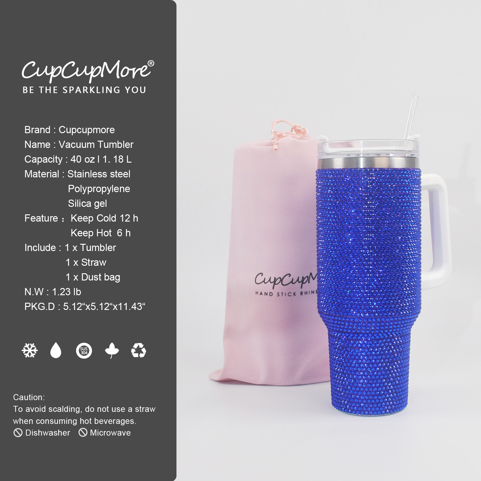 40 oz Sapphire Bling Tumbler - Image 4