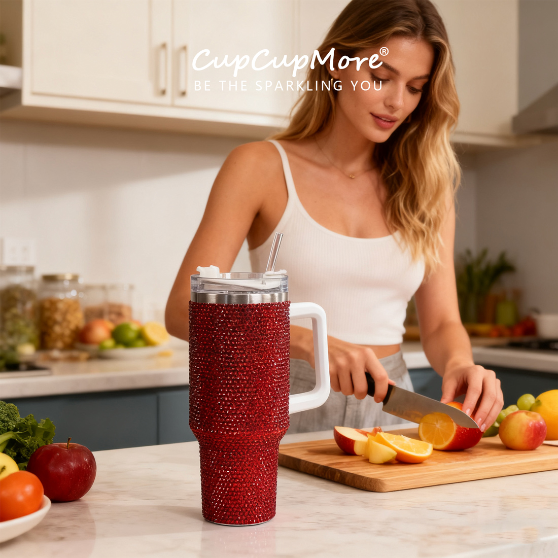 40 oz Burgundy Bling Tumbler - Image 5