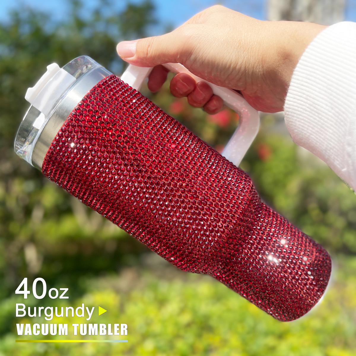 40 oz Burgundy Bling Tumbler - Image 6