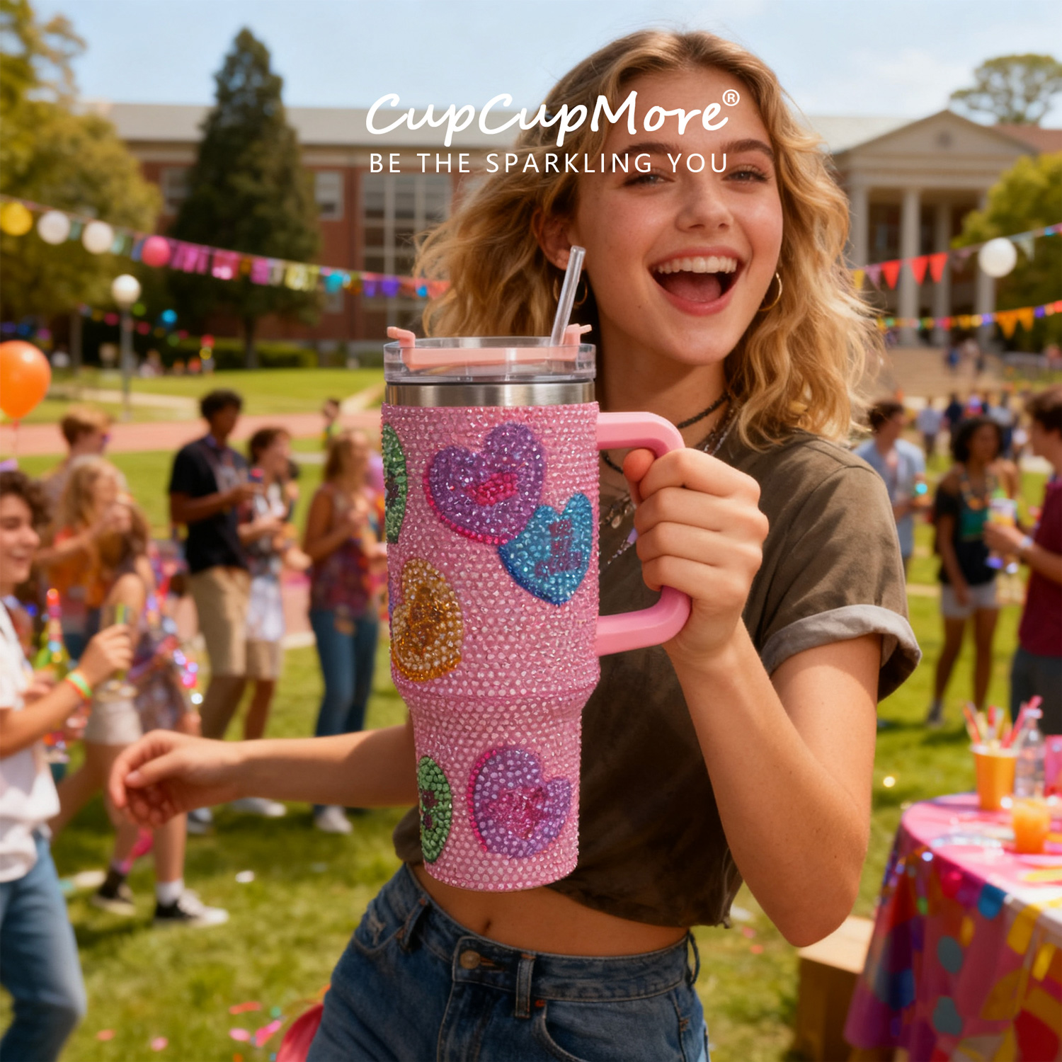 40 oz Candy Heart Bling Tumbler - Image 9