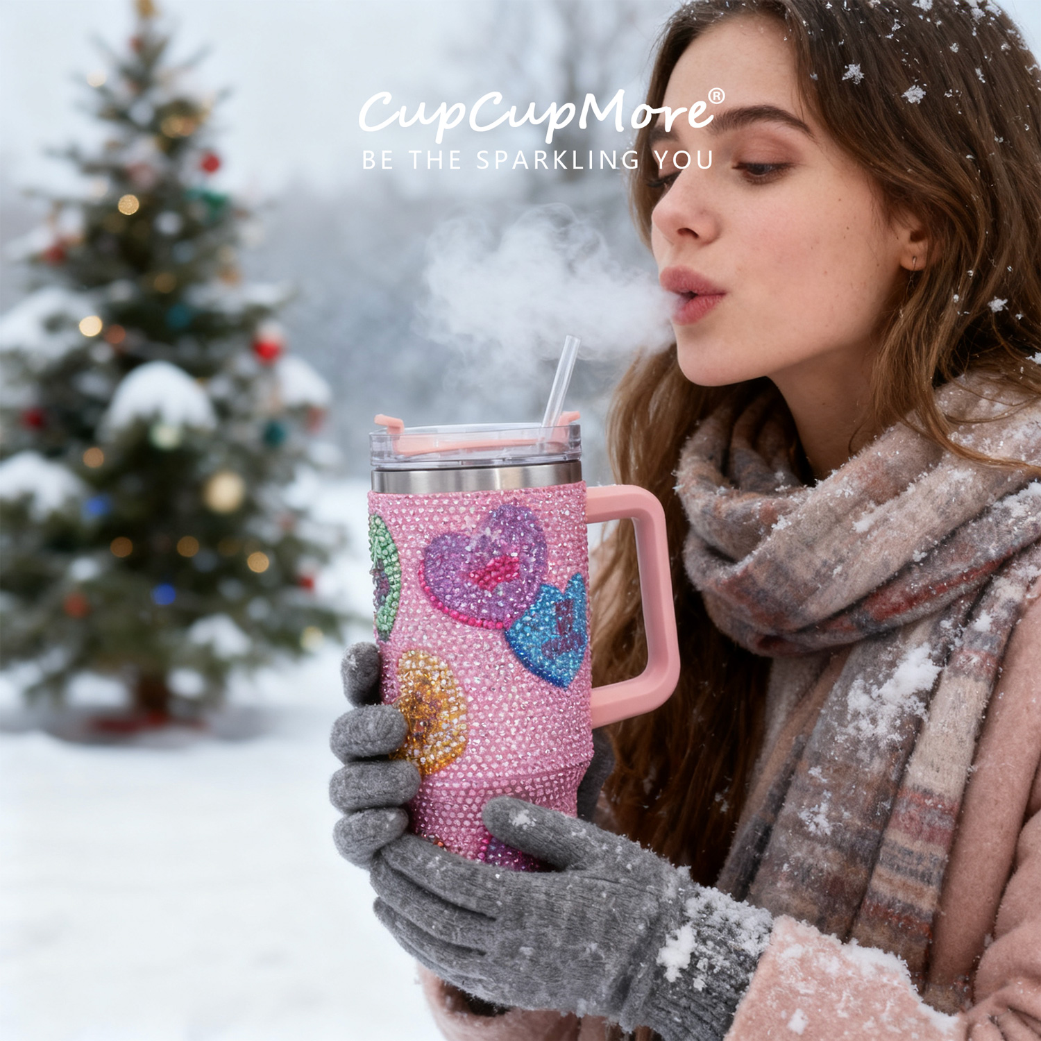 40 oz Candy Heart Bling Tumbler - Image 6