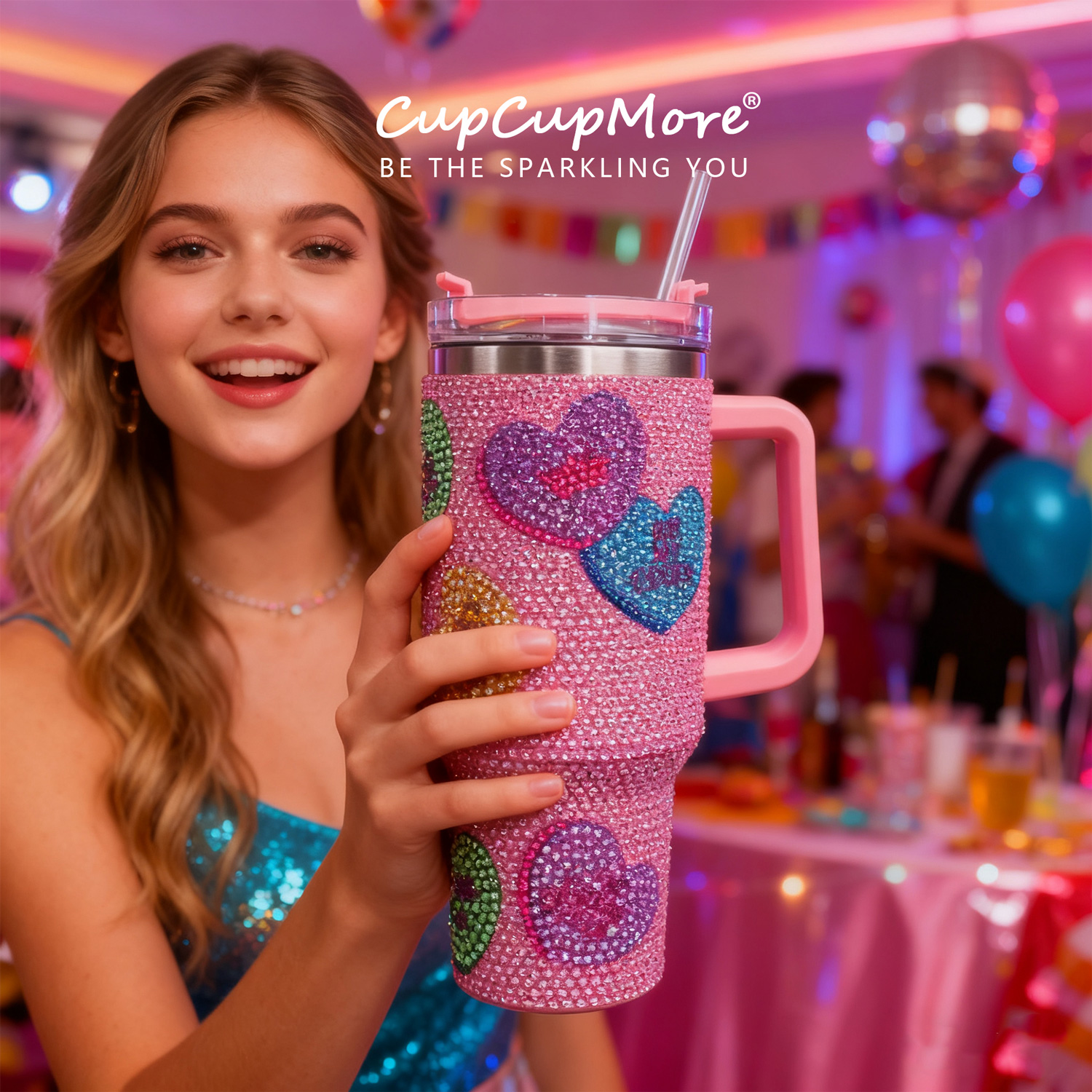 40 oz Candy Heart Bling Tumbler - Image 7