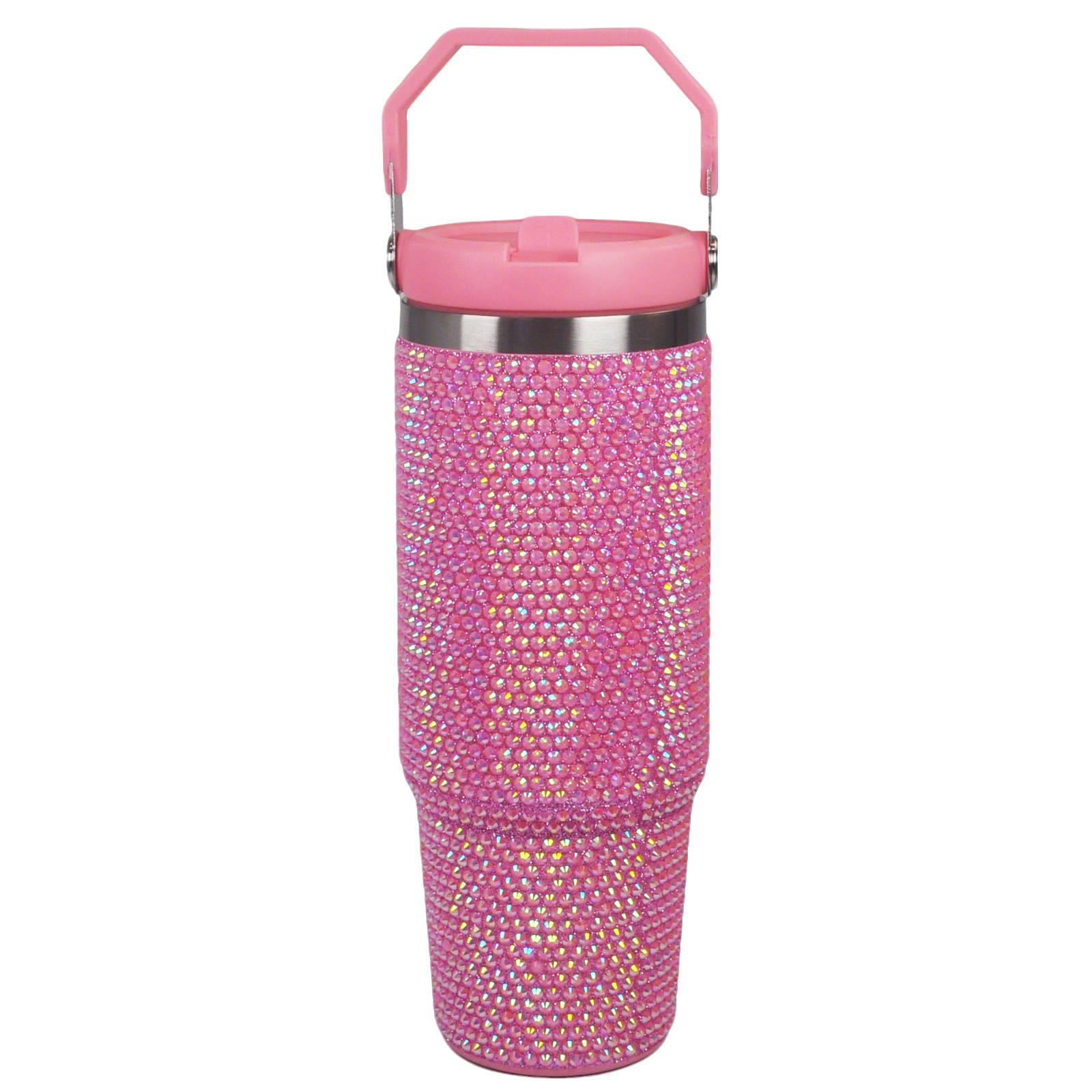 30 oz Pink Bling Flip Straw Tumbler
