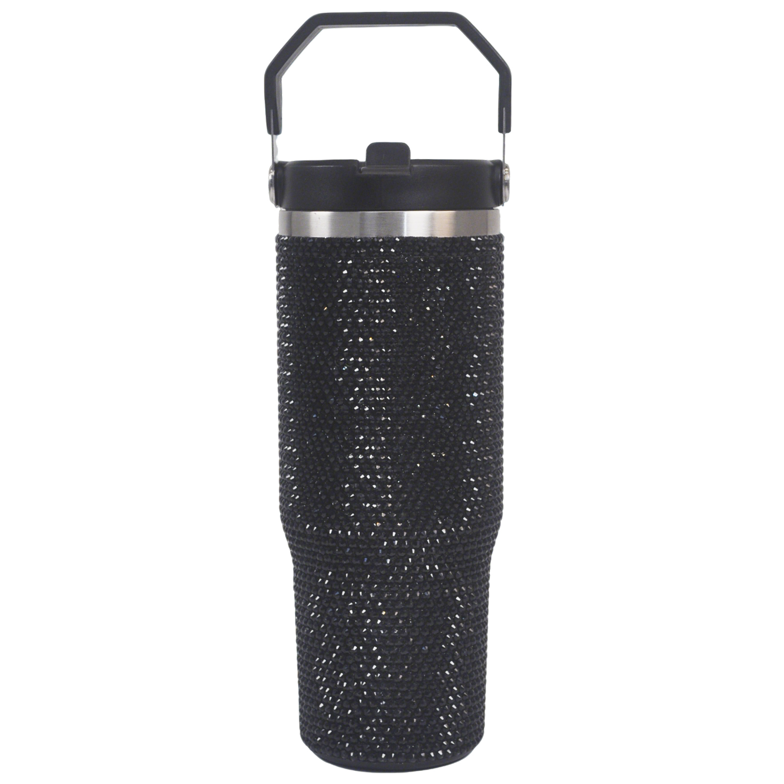 30 oz Black Bling Flip Straw Tumbler