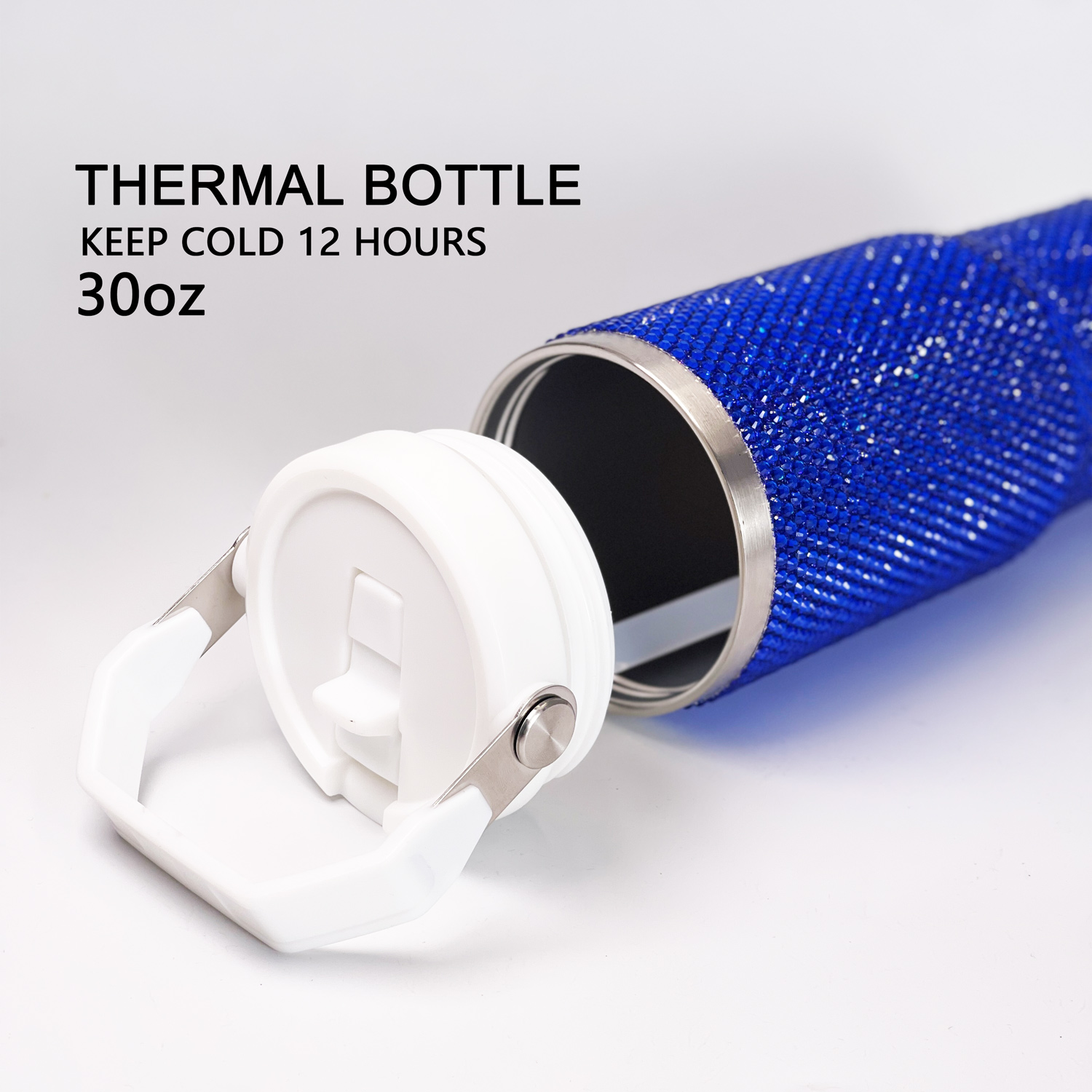 30 oz Sapphire Bling Flip Straw Tumbler - Image 5