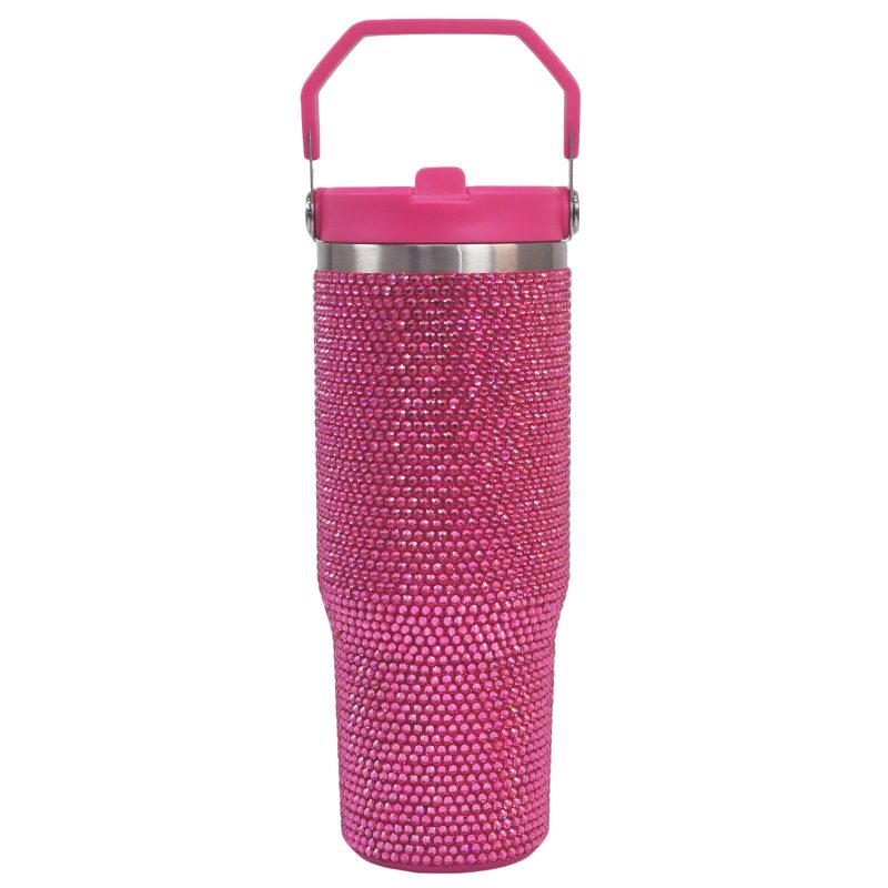 30 oz Rosy Bling Flip Straw Tumbler