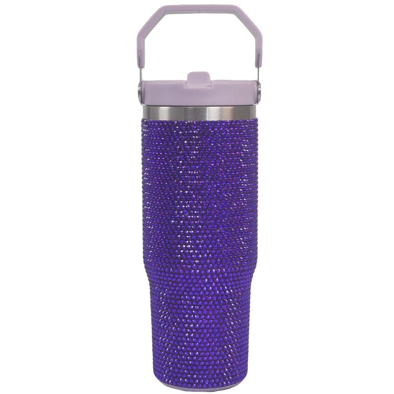 30 oz Purple Bling Flip Straw Tumbler