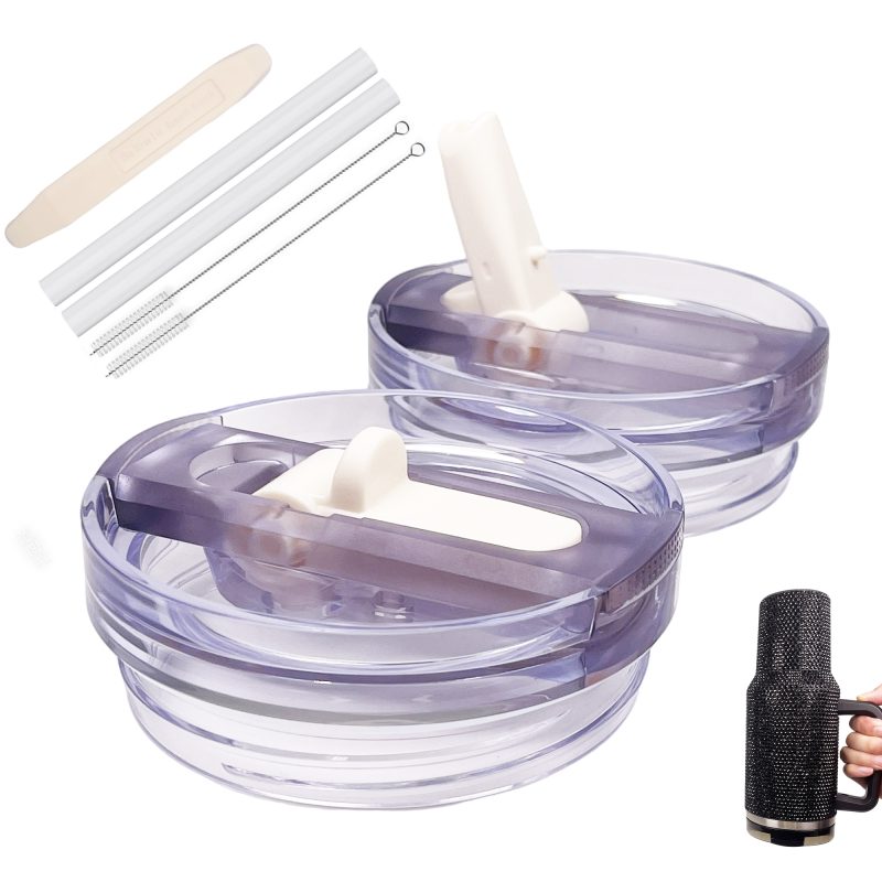 2 Pack Cream Flip Straw Lids for Stanley 40 oz Tumbler