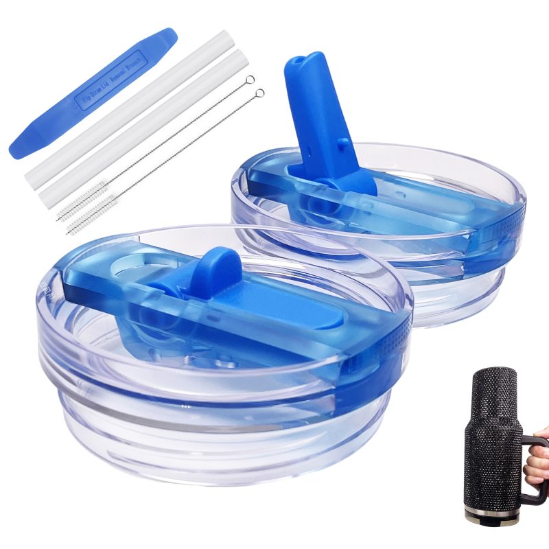 2 Pack Azure Flip Straw Lids for Stanley 40 oz Tumbler