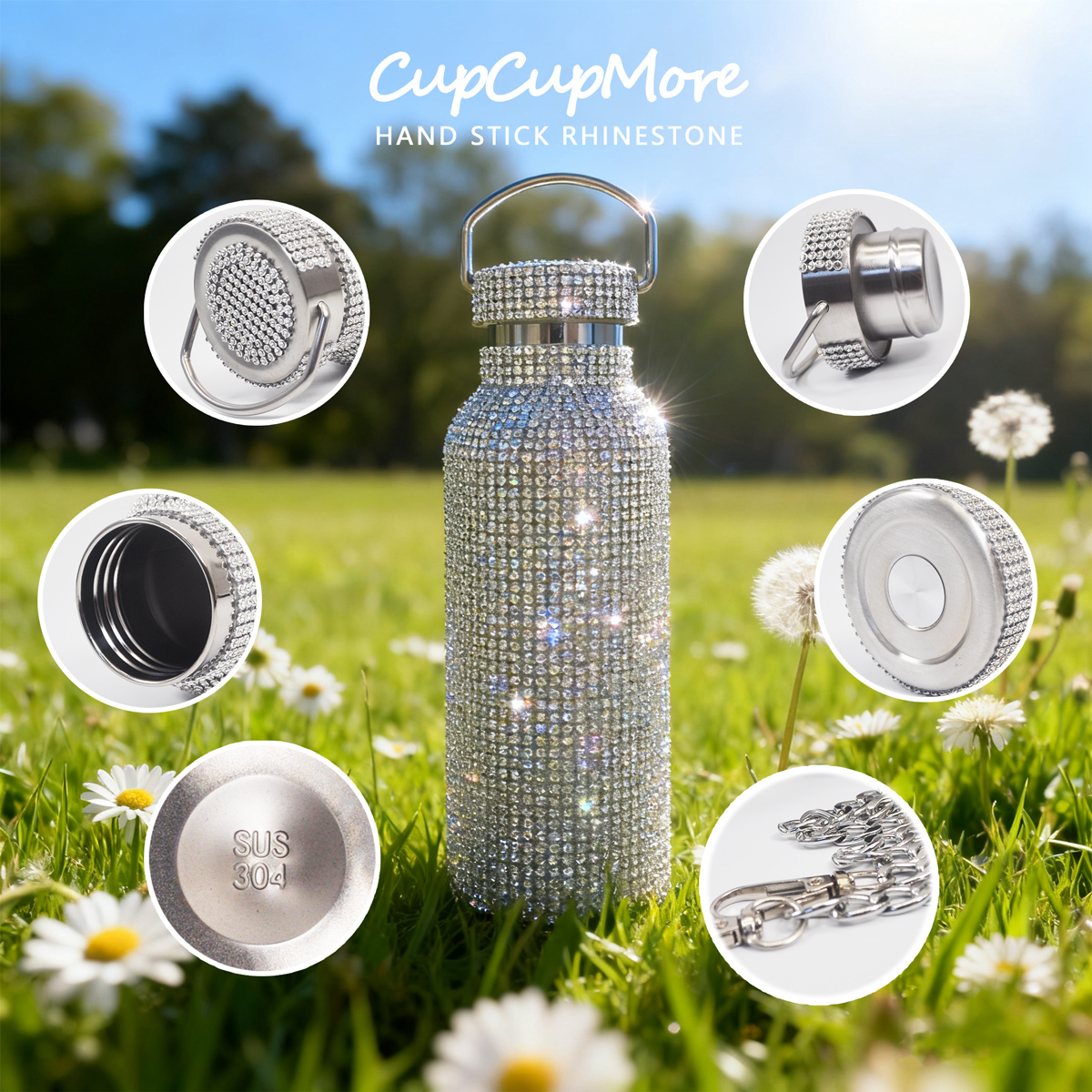 17 oz Silver Bling Water Bottle - Image 4