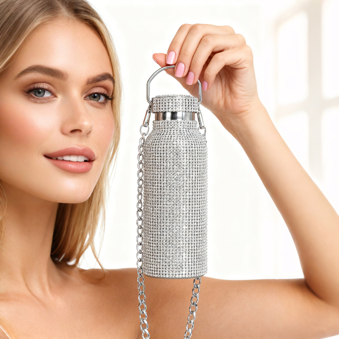 17 oz Silver Bling Water Bottle - Image 2